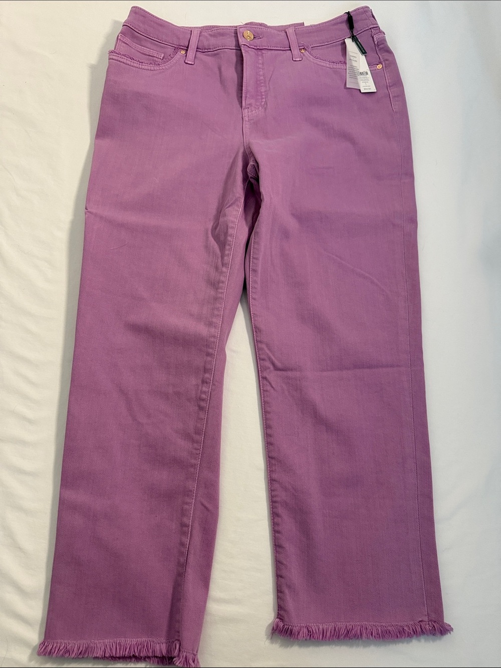 Chico's W8 (1) NWT "Lavender Skies" So Slimming GF Slim Leg Crop Frayed Jeans